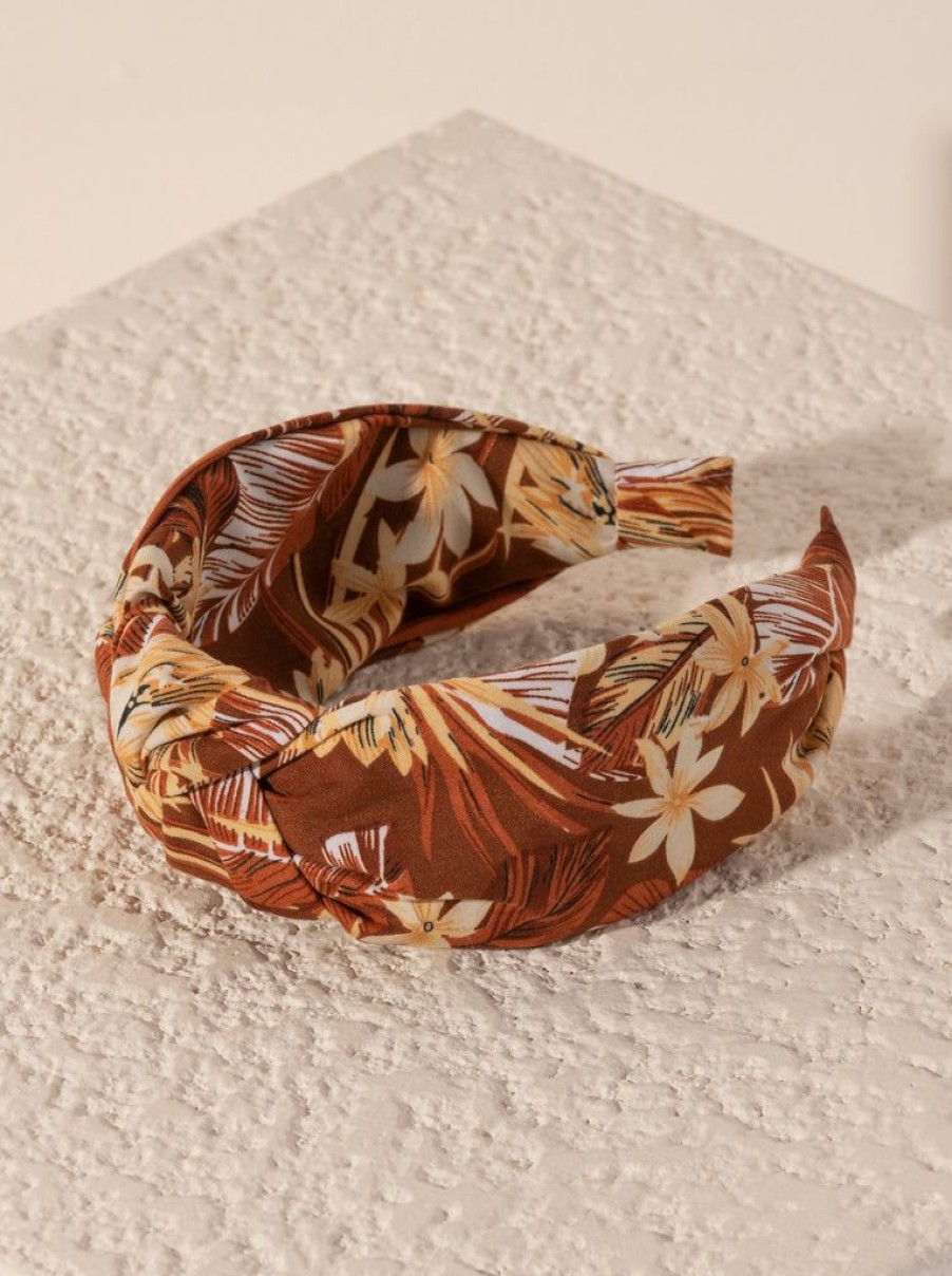 Shiraleah Shiraleah Knotted Floral Print Headband, Brown | Women Headbands