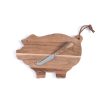 Shiraleah Piggy Platter And Cheese Knife Set, Natural | Home