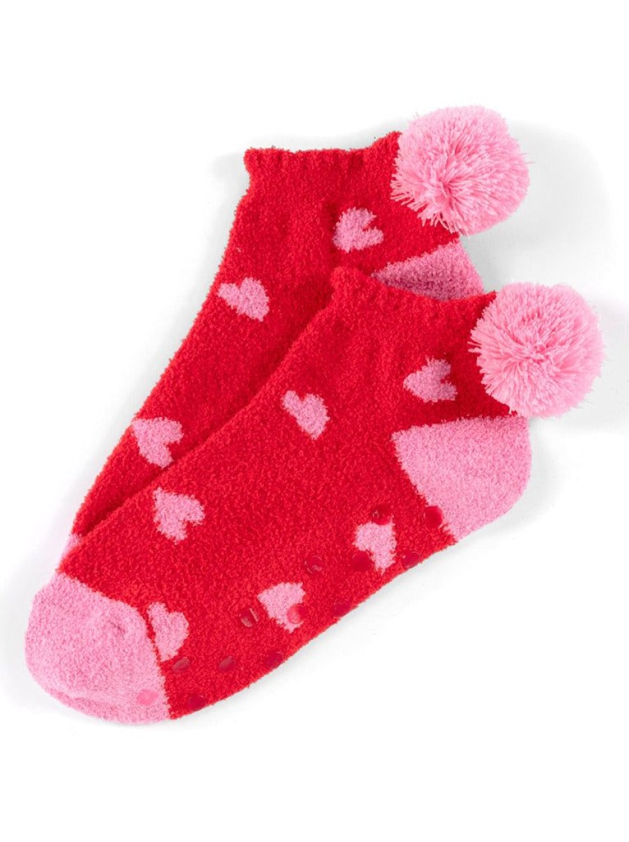 Shiraleah Shiraleah Hearts Home Socks, Red | Women Cozy Socks