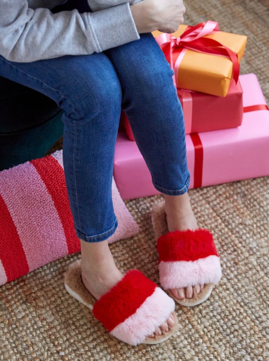 Shiraleah Shiraleah Mora Red And Pink Plush Holiday Slippers, Multi | Women Slippers