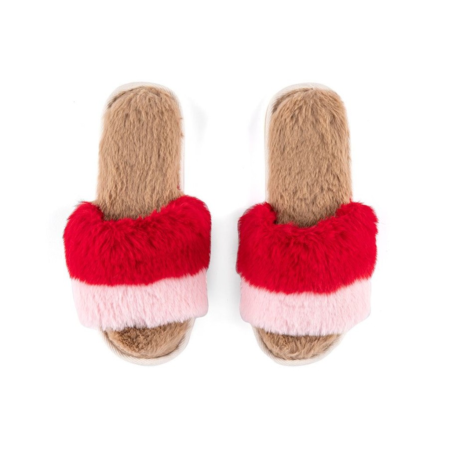 Shiraleah Shiraleah Mora Red And Pink Plush Holiday Slippers, Multi | Women Slippers