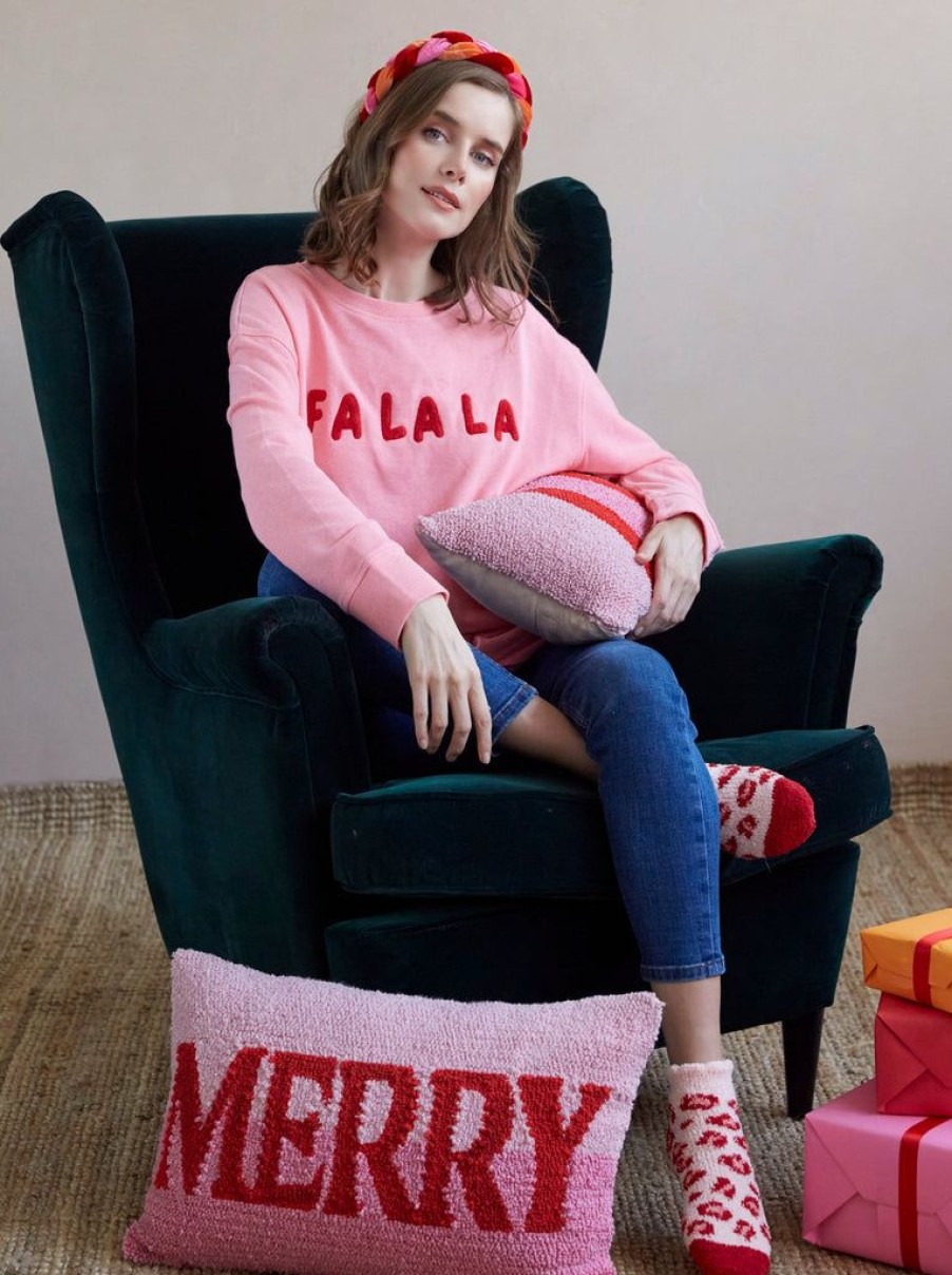 Shiraleah Shiraleah Fa La La Holiday Sweatshirt , Bubble Gum | Women Sweatshirts