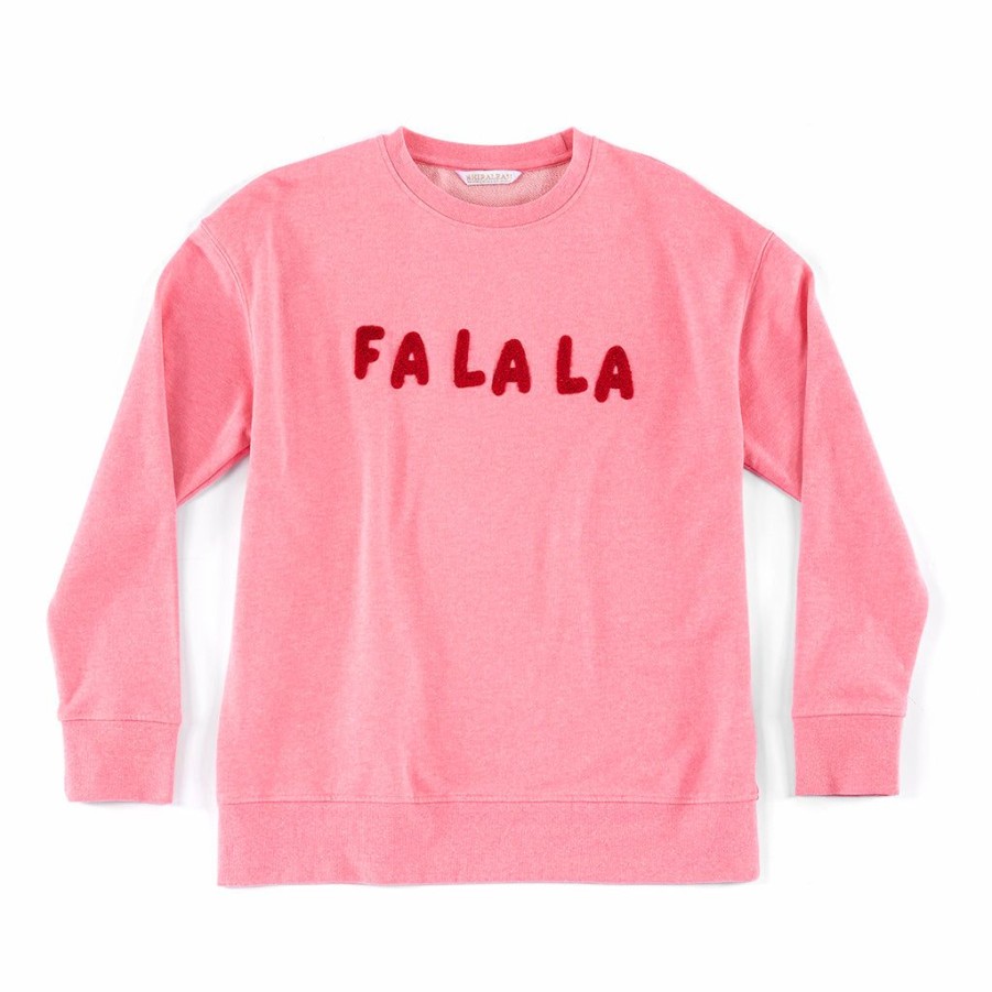 Shiraleah Shiraleah Fa La La Holiday Sweatshirt , Bubble Gum | Women Sweatshirts