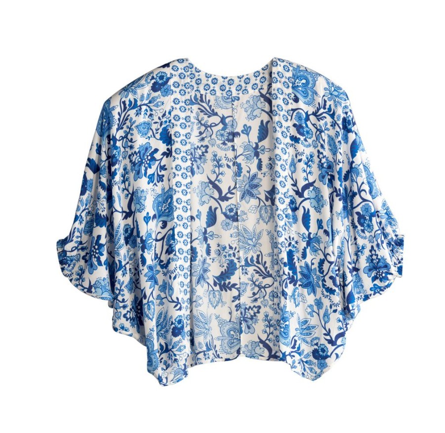 Shiraleah Shiraleah Capri Puff Sleeve Kimono, Blue | Women Kimonos & Cover-Ups