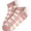 Shiraleah Shiraleah Chlo Plaid Plush Home Socks, Blush | Women Cozy Socks