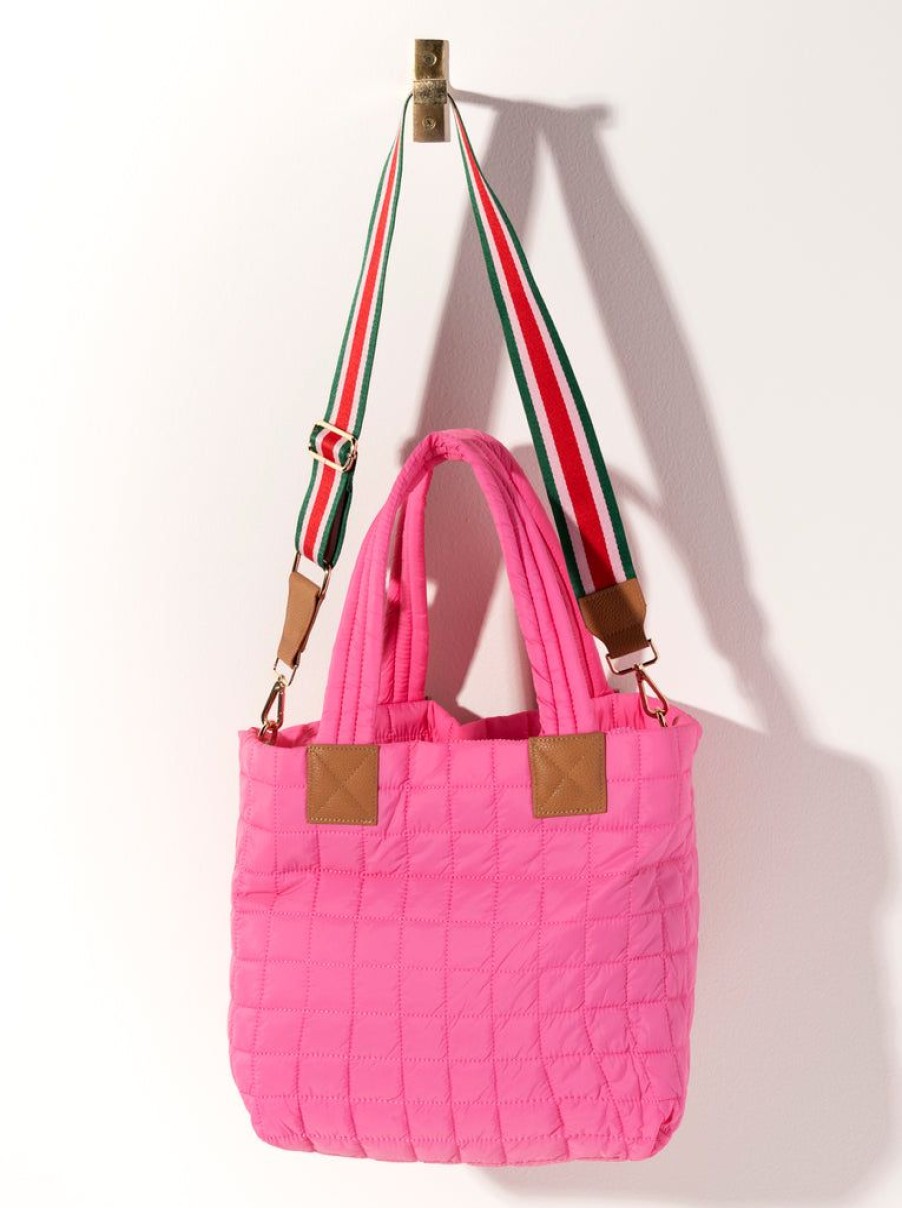 Shiraleah Shiraleah Ezra Quilted Nylon Tote, Pink | Women Totes