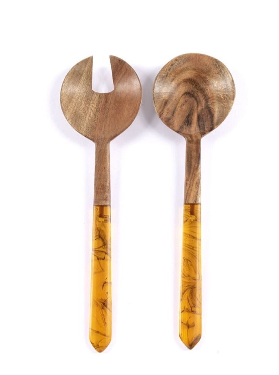 Shiraleah Shiraleah Galapagos Wood Salad Servers, Brown | Home