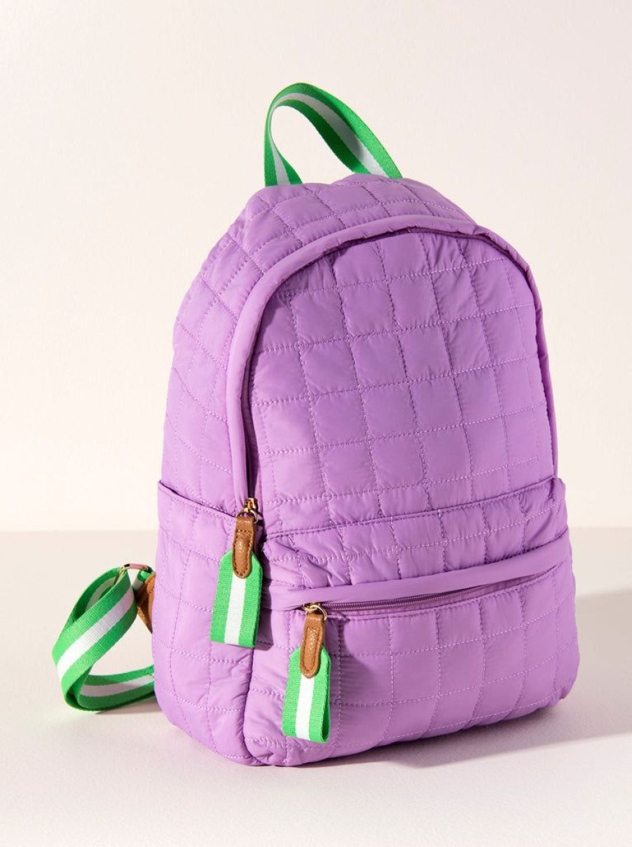 Shiraleah Shiraleah Ezra Quilted Nylon Backpack, Lilac | Women Backpacks