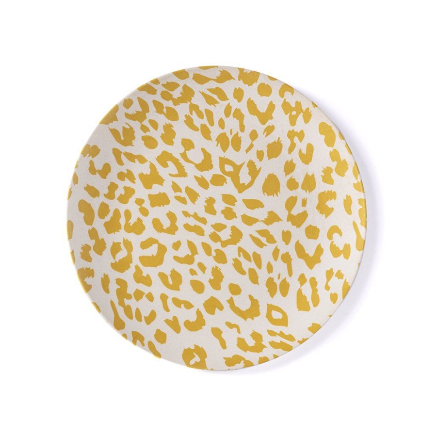 Shiraleah Shiraleah Ainsley Set Of 4 Animal Print Melamine Dinner Plate, Yellow | Home