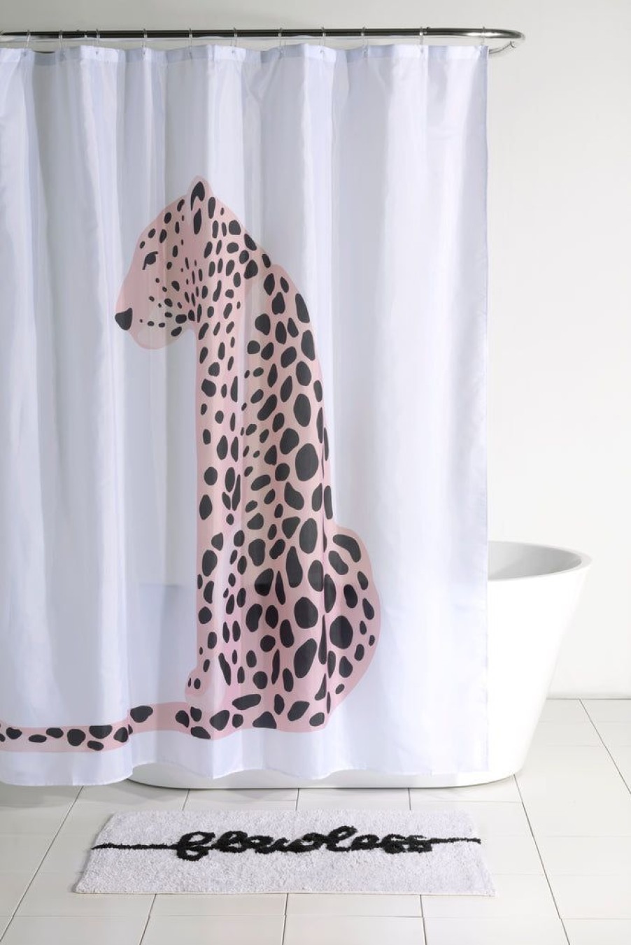 Shiraleah Shiraleah Leopard Shower Curtain, White | Home