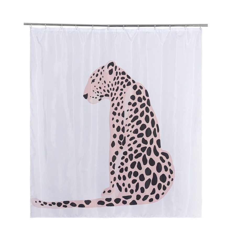 Shiraleah Shiraleah Leopard Shower Curtain, White | Home