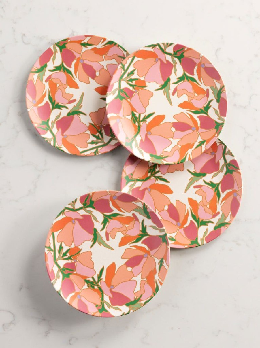 Shiraleah Shiraleah Primavera Set Of 4 Floral Print Appetizer Plates, Multi | Home