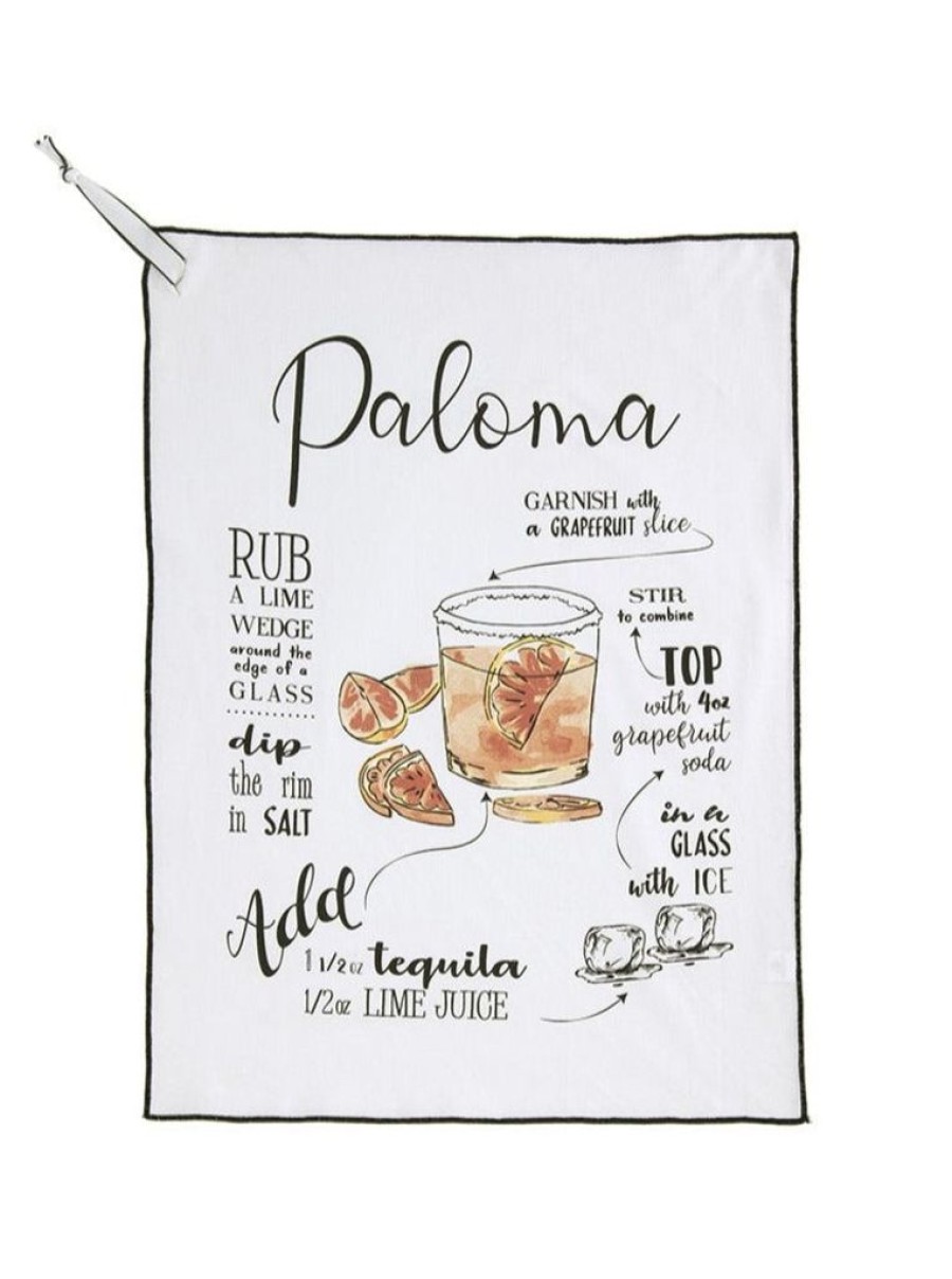 Shiraleah Shiraleah Paloma Cocktail Tea Towel, White | Home