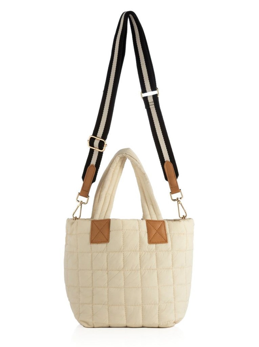 Shiraleah Shiraleah Ezra Quilted Nylon Mini Tote Cross-Body, Ivory | Women Totes