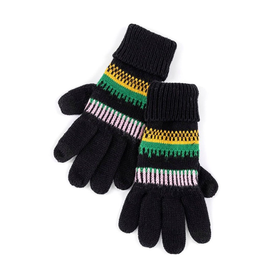 Shiraleah Shiraleah Vaughn Winter Knit Touchscreen Gloves, Black | Women Gloves