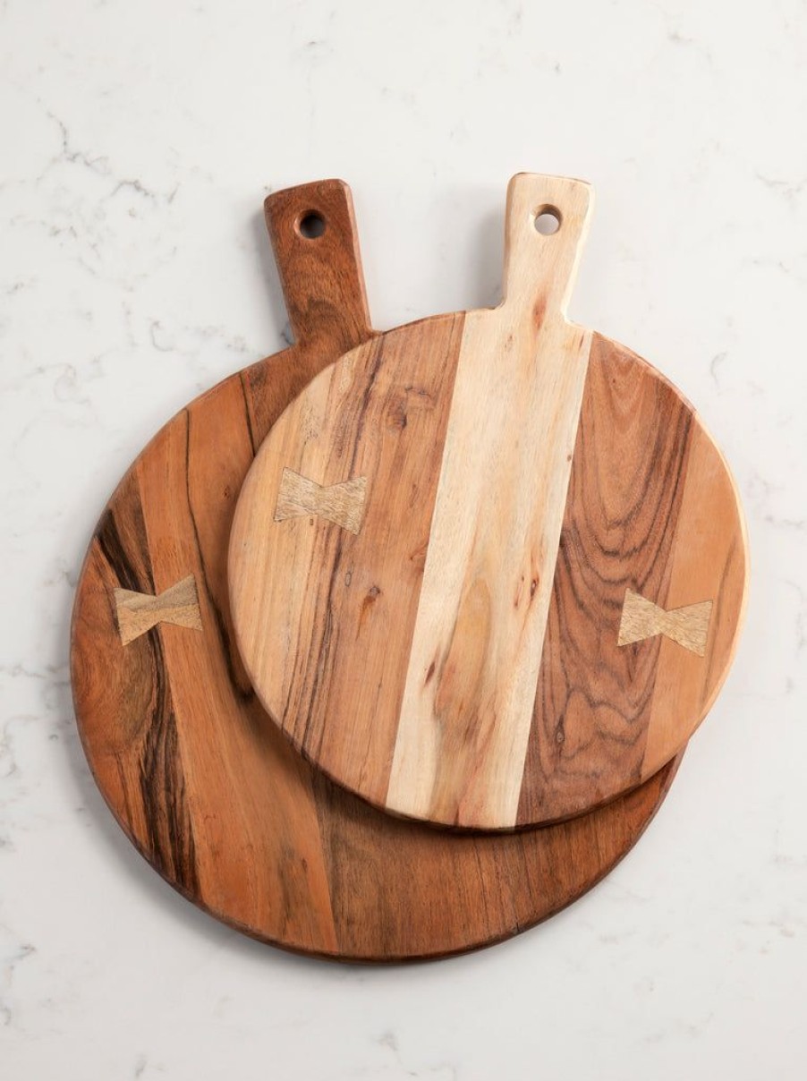 Shiraleah Shiraleah Assorted Set Of 2 Round Montana Wood Cutting Boards, Natural | Home