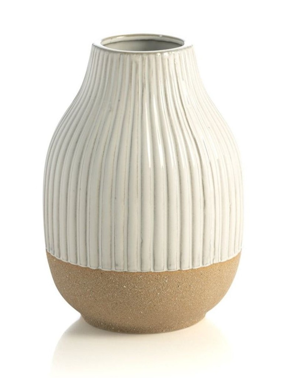 Shiraleah Shiraleah Loma Decorative Vase With Terracotta Base, White | Home