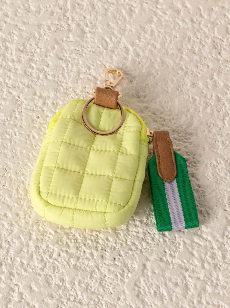 Shiraleah Shiraleah Ezra Quilted Nylon Clip-On Pouch, Citron | Women Zip Pouches