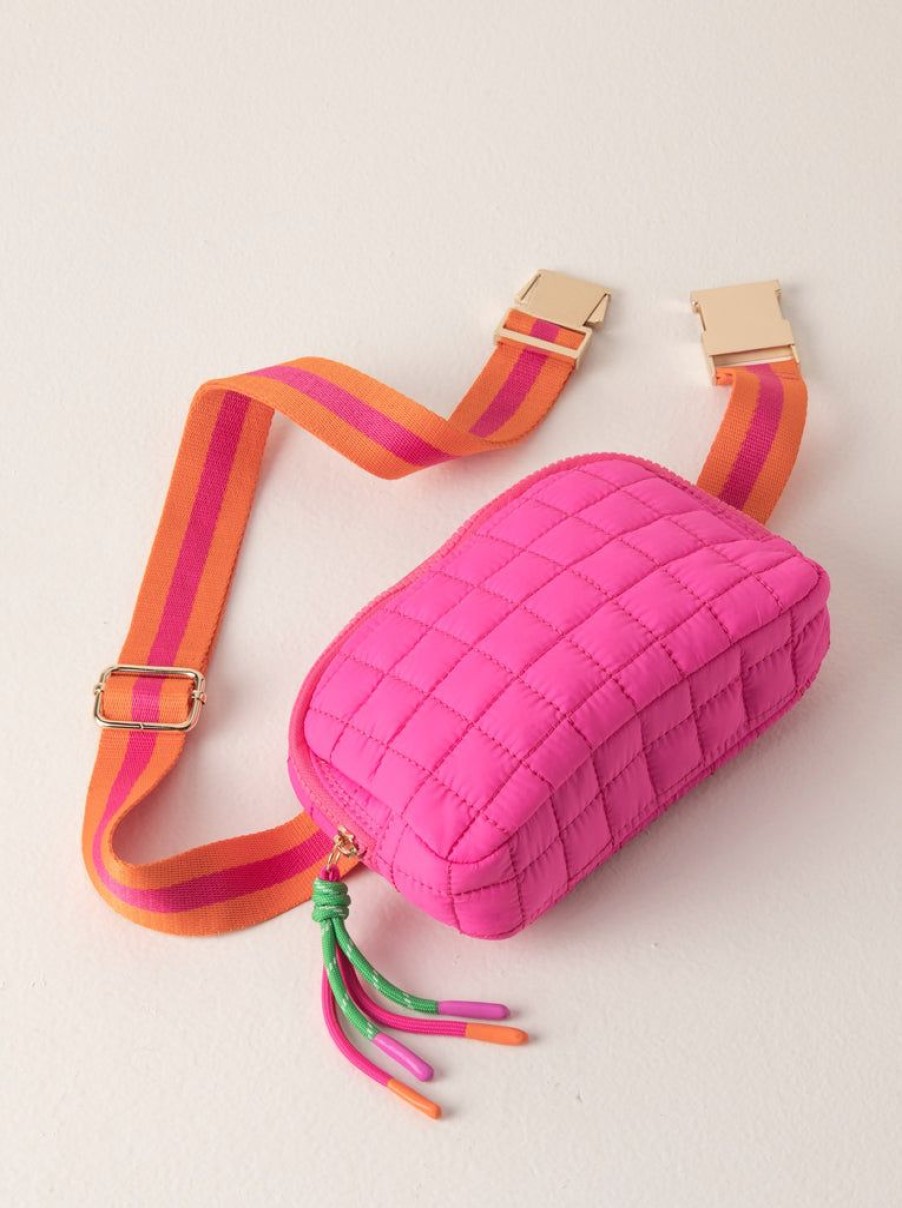 Shiraleah Shiraleah Ezra Quilted Nylon Belt Bag, Magenta | Women Belt Bags