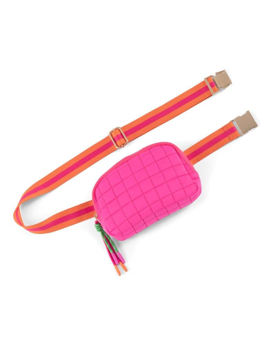 Shiraleah Shiraleah Ezra Quilted Nylon Belt Bag, Magenta | Women Belt Bags