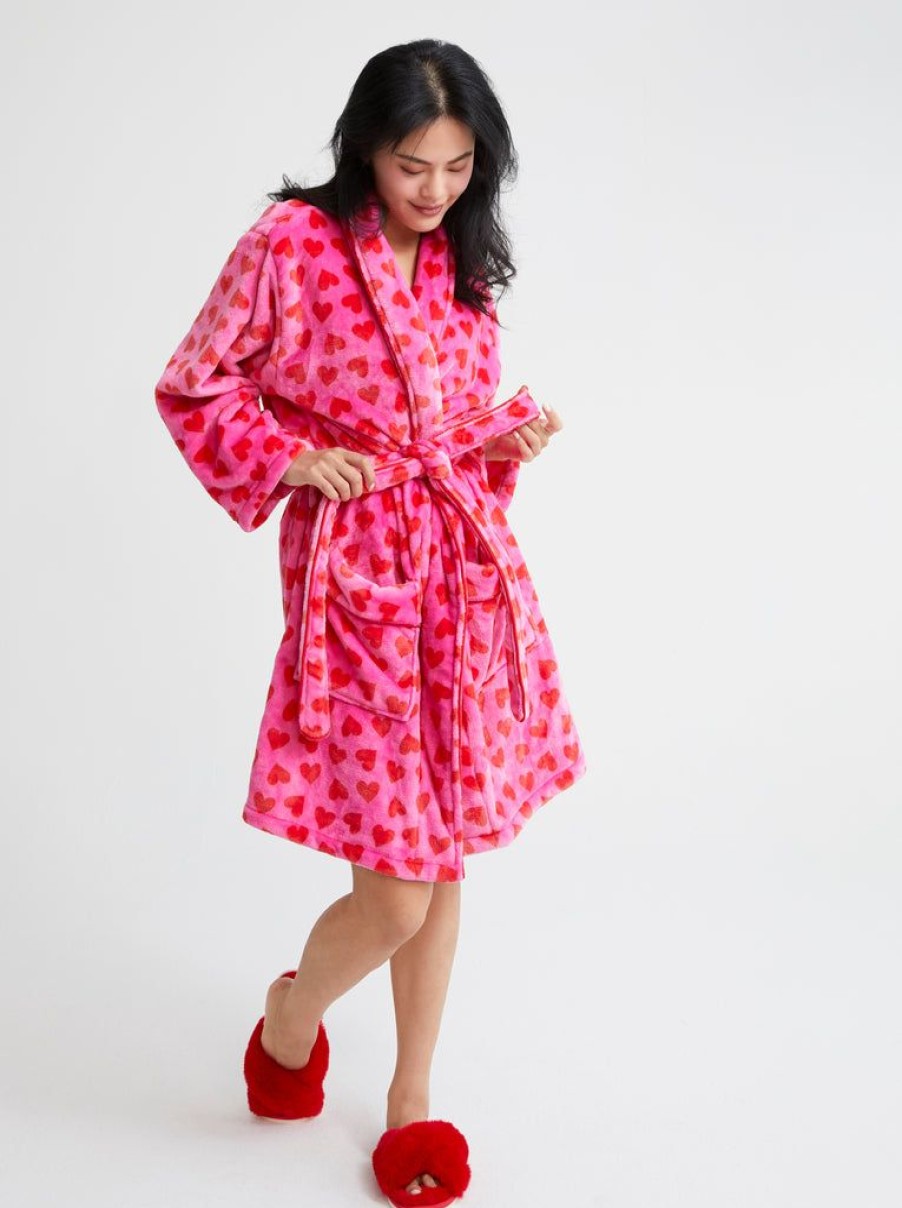 Shiraleah Shiraleah Hearts Robe, Pink | Women Robes