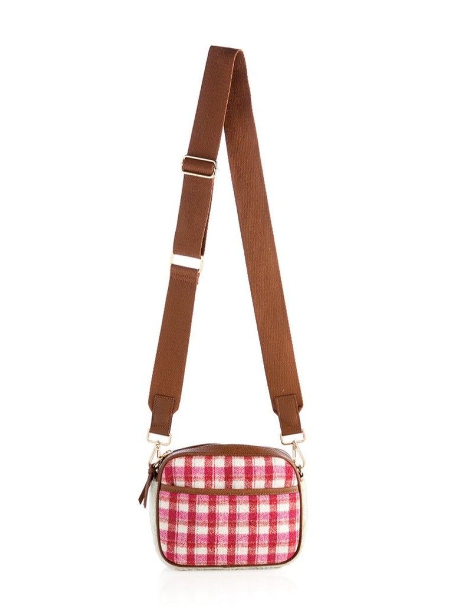 Shiraleah Shiraleah Plaid Mirabel Camera Cross-Body Bag, Pink And Red | Women Cross-Bodies