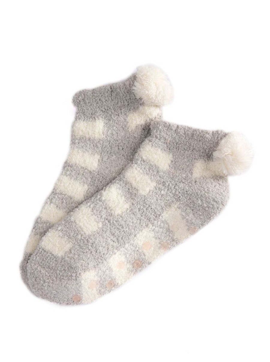 Shiraleah Shiraleah Chlo Plaid Plush Home Socks, Grey | Women Cozy Socks