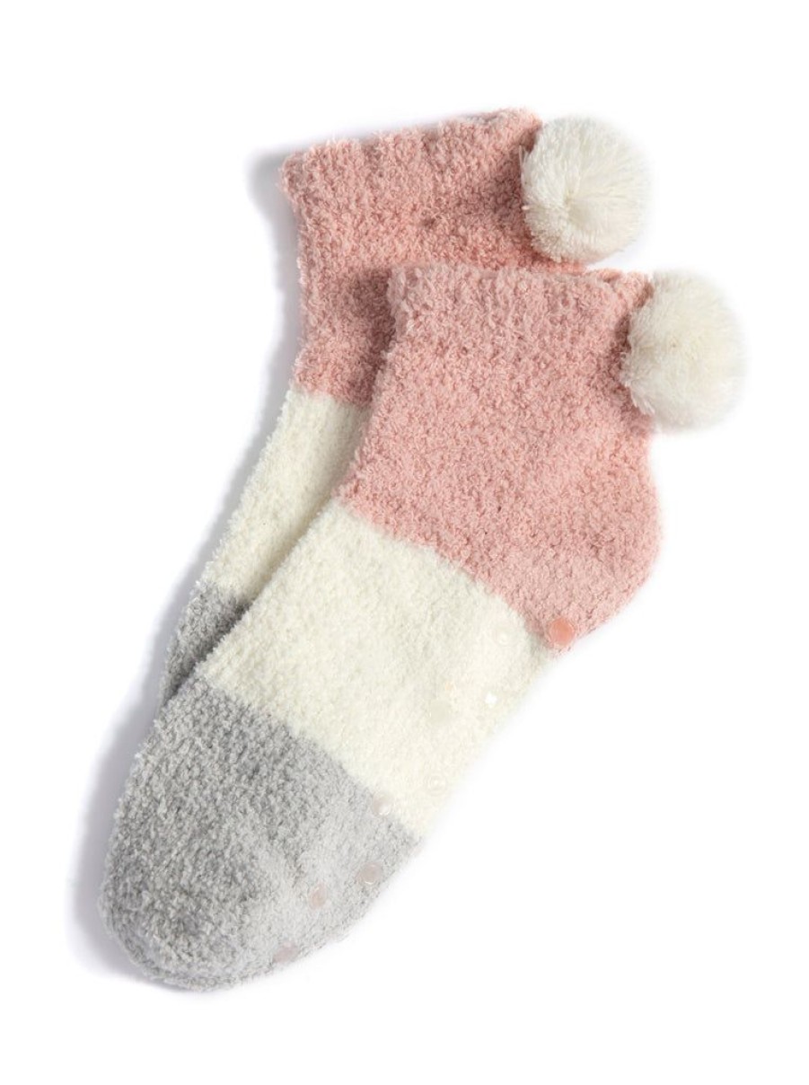 Shiraleah Shiraleah Alma Color Block Plush Home Socks, Pink | Women Cozy Socks