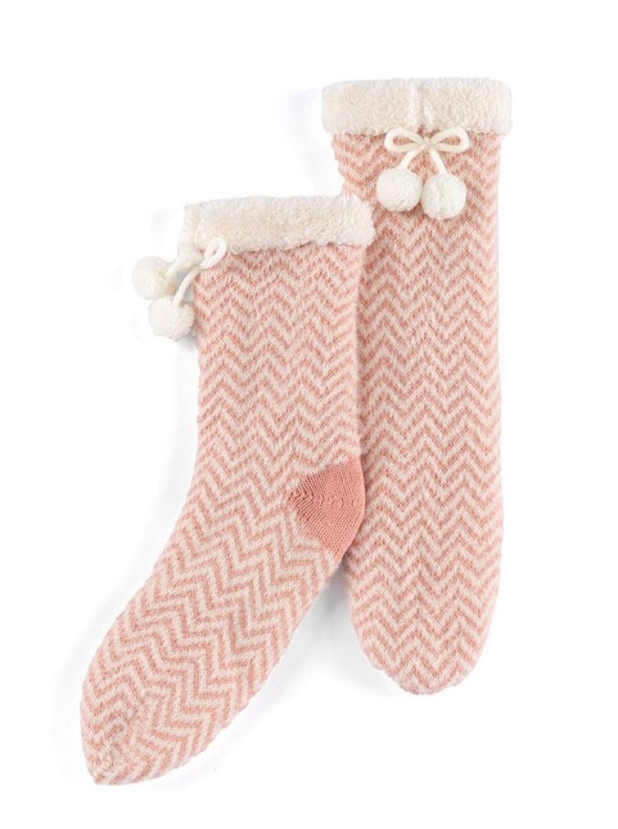 Shiraleah Shiraleah Yancy Knit Slipper Socks, Blush | Women Cozy Socks