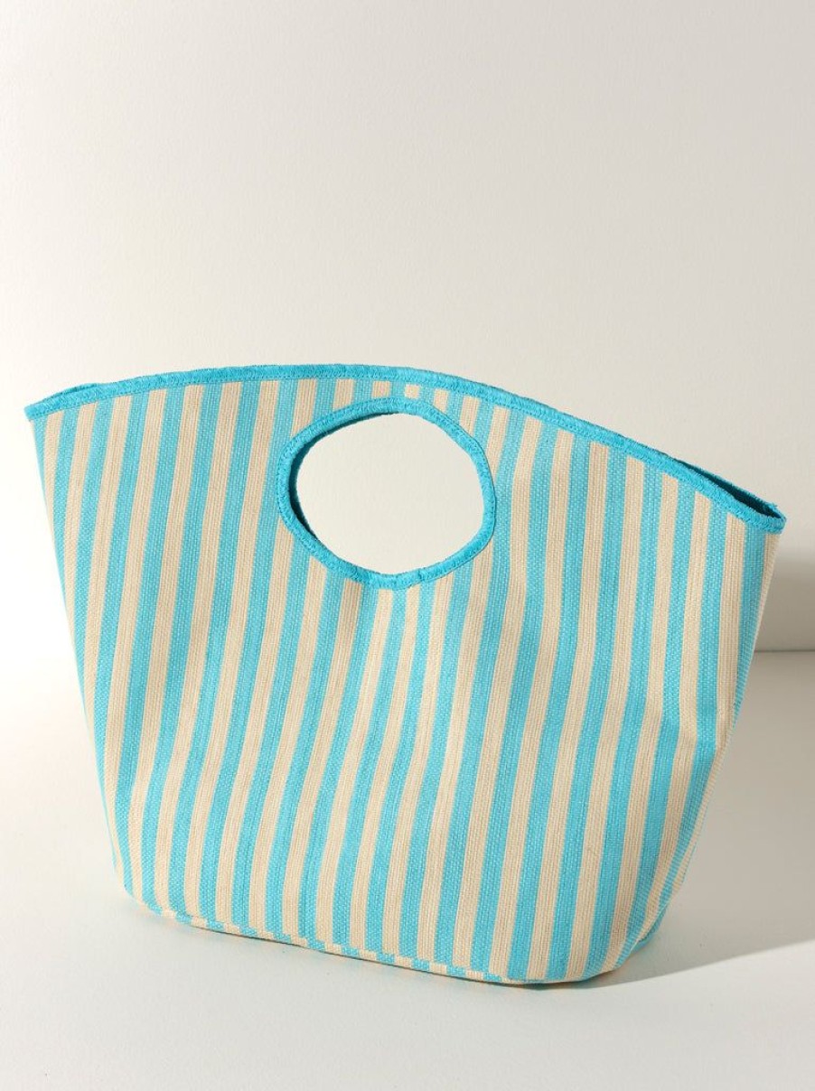 Shiraleah Shiraleah Lolita Stripe Tote, Turquoise And Ivory | Women Totes