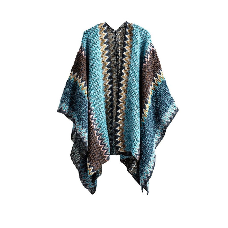 Shiraleah Shiraleah Dora Cape Shawl, Turquoise | Women Cape Scarves