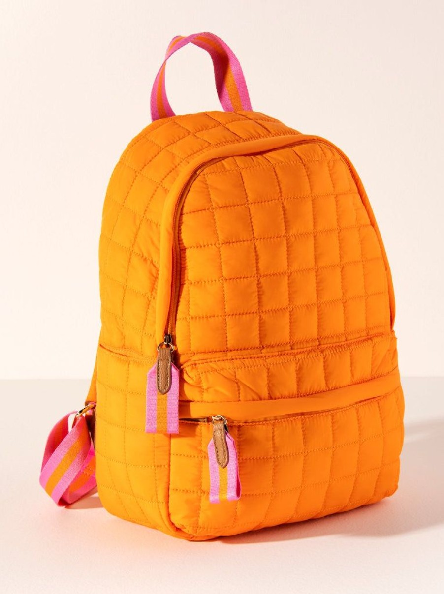 Shiraleah Shiraleah Ezra Quilted Nylon Backpack, Orange | Women Backpacks