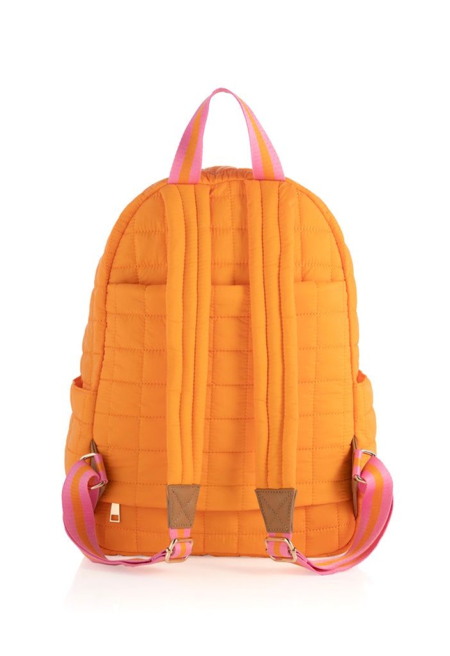 Shiraleah Shiraleah Ezra Quilted Nylon Backpack, Orange | Women Backpacks