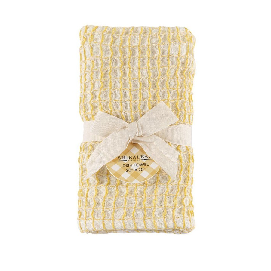 Shiraleah Hazel Waffle Weave Dish Towel, Yellow | Home