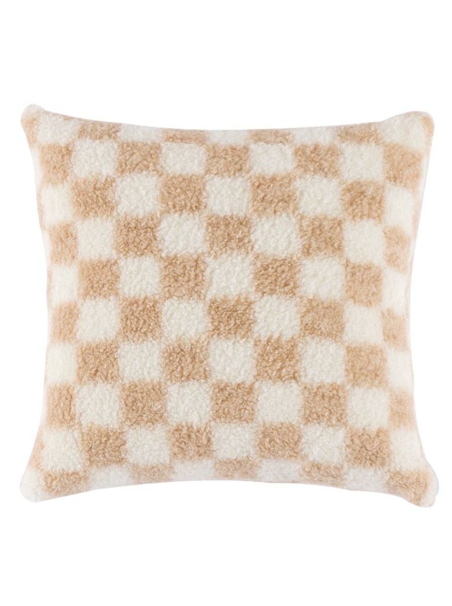 Shiraleah Shiraleah Anya Check Pillow, Tan | Home