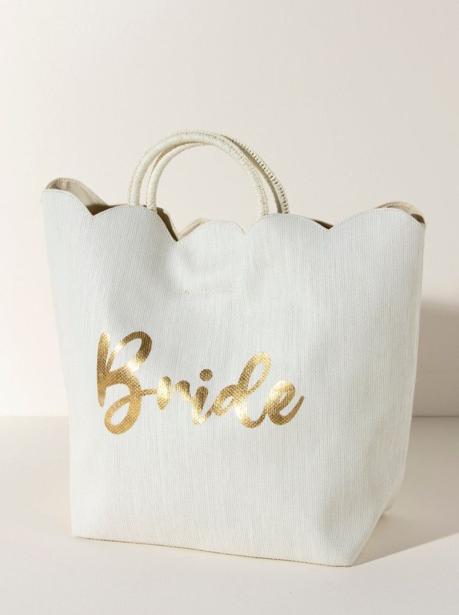 Shiraleah Shiraleah Bride Scalloped Edge Tote, Ivory | Women Totes