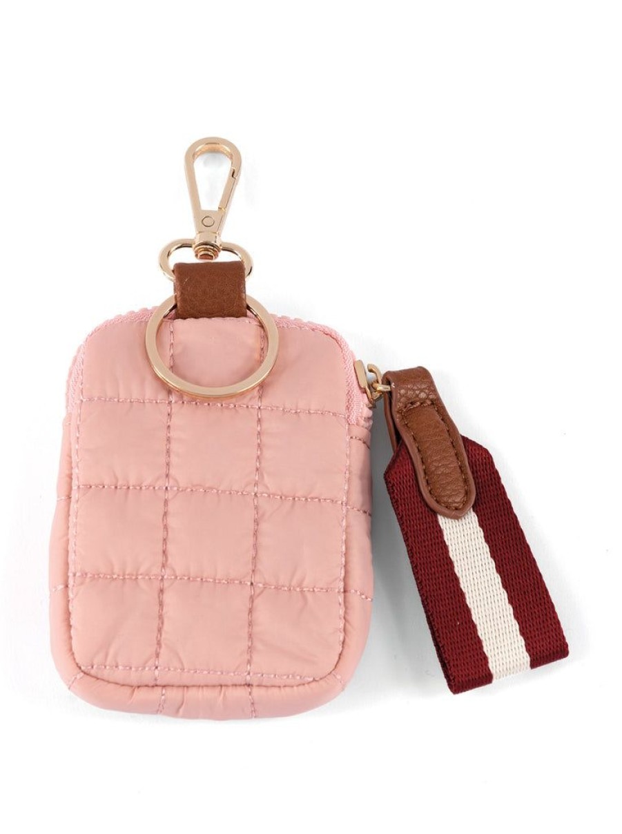 Shiraleah Shiraleah Ezra Quilted Nylon Clip-On Pouch, Blush | Women Zip Pouches