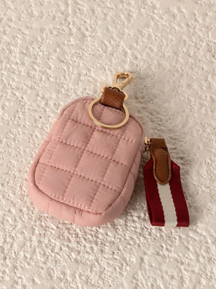 Shiraleah Shiraleah Ezra Quilted Nylon Clip-On Pouch, Blush | Women Zip Pouches