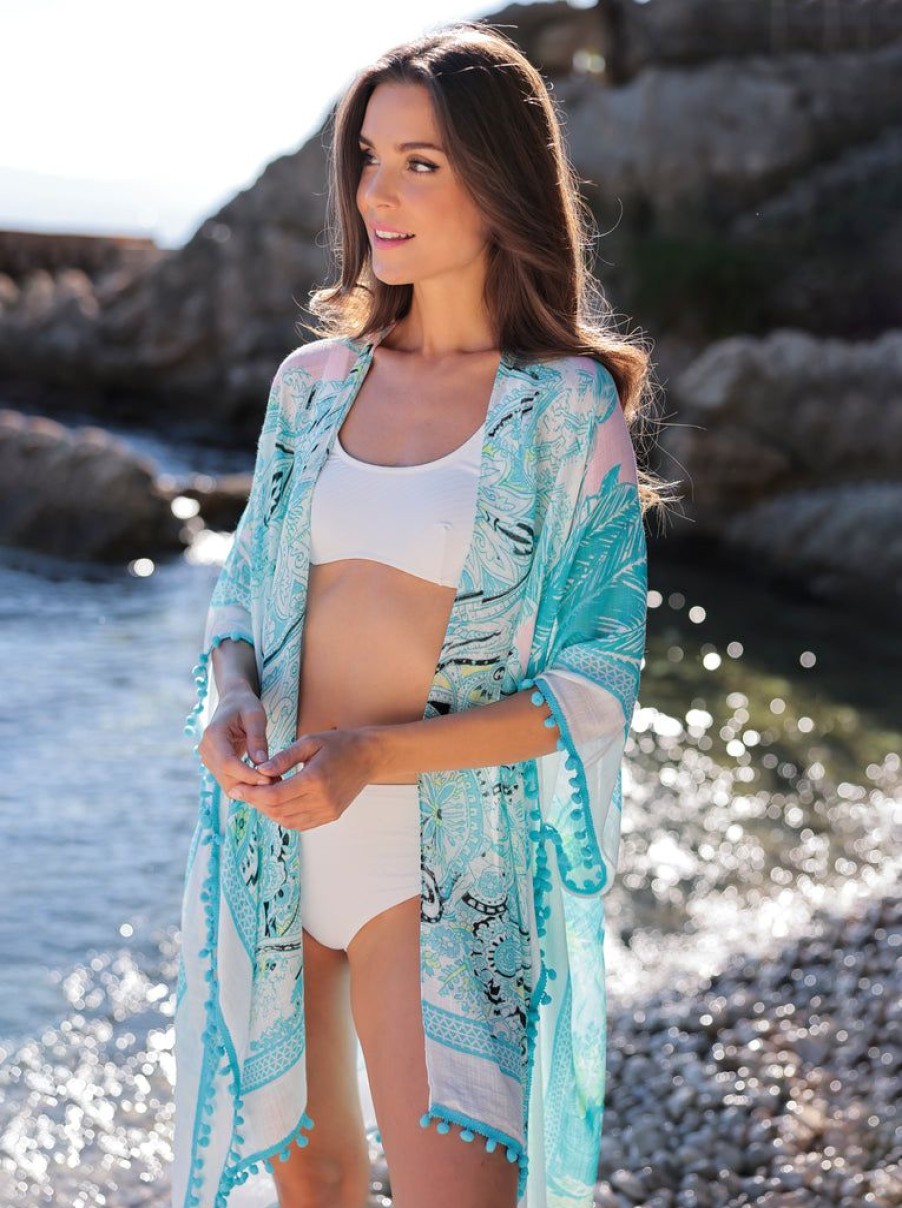 Shiraleah Shiraleah Belize Kimono, Turquoise | Women Kimonos & Cover-Ups