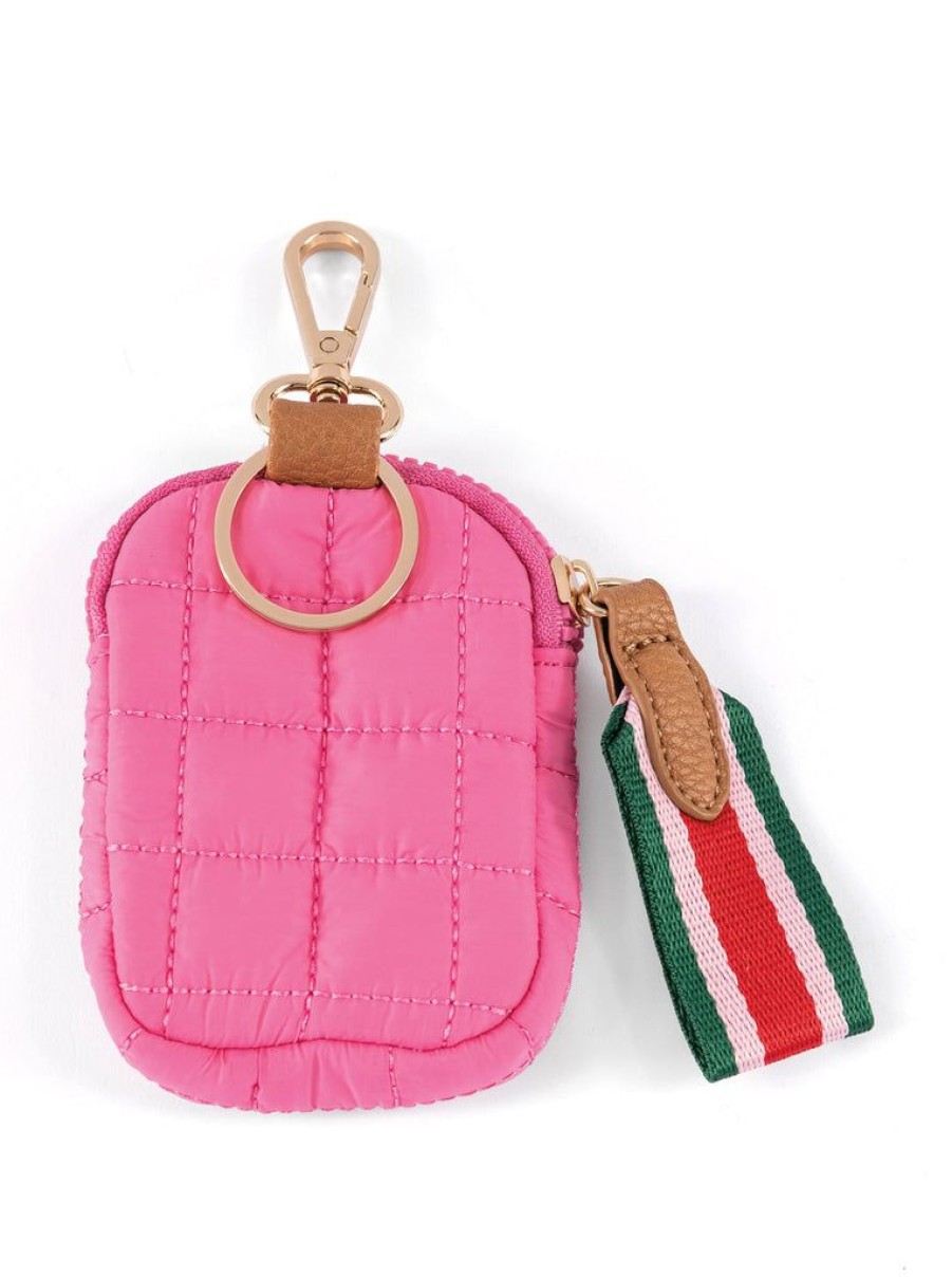 Shiraleah Shiraleah Ezra Quilted Nylon Clip-On Pouch, Pink | Women Zip Pouches