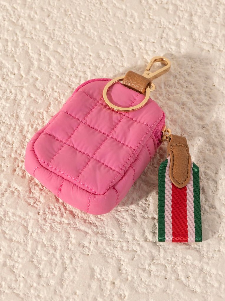 Shiraleah Shiraleah Ezra Quilted Nylon Clip-On Pouch, Pink | Women Zip Pouches