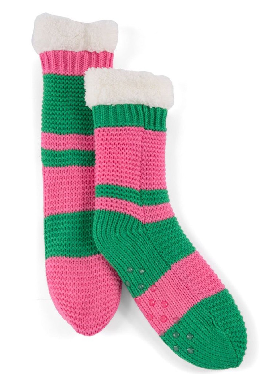 Shiraleah Shiraleah Eve Slipper Socks, Green | Women Cozy Socks