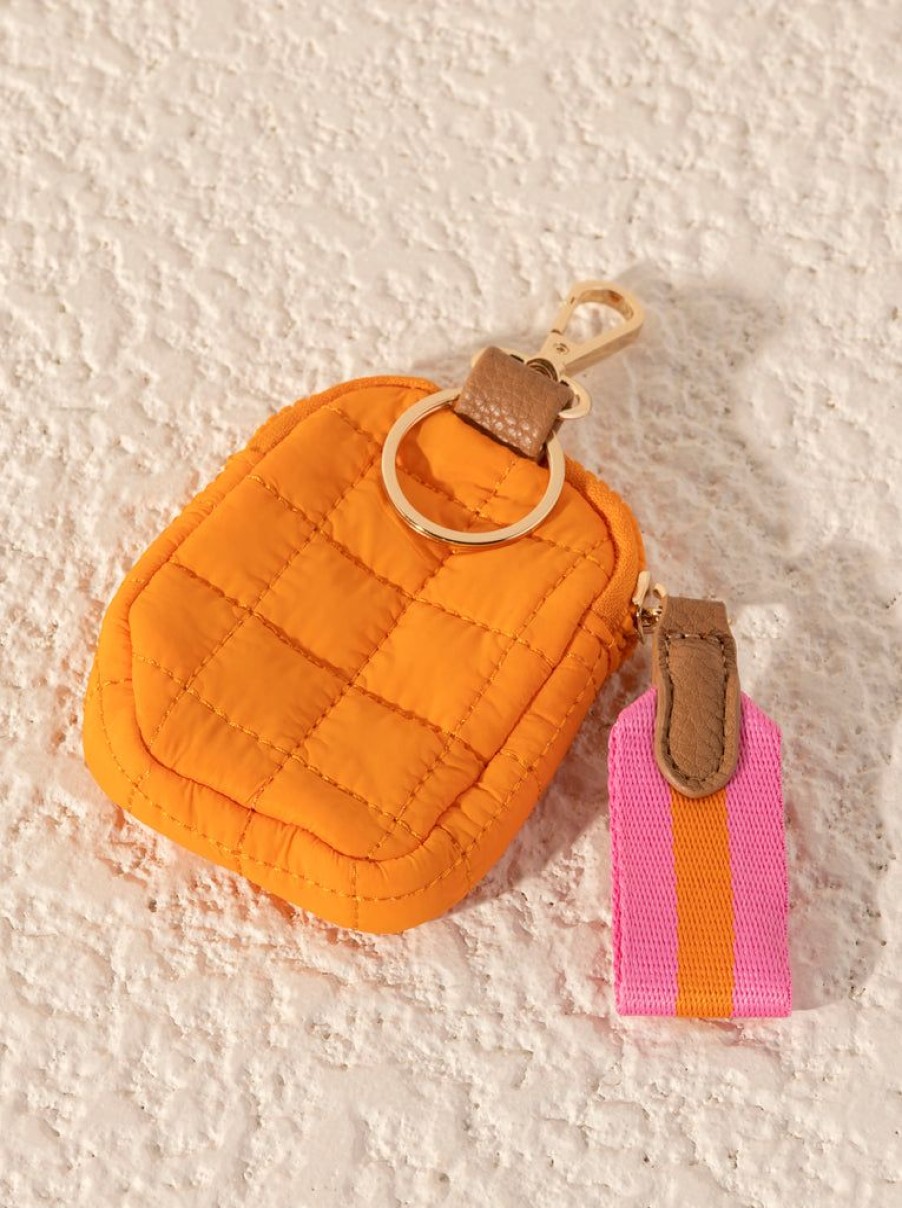 Shiraleah Shiraleah Ezra Quilted Nylon Clip-On Pouch, Orange | Women Zip Pouches