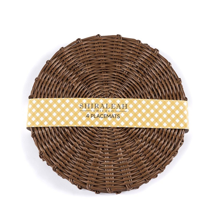 Shiraleah Shiraleah Set Of 4 Basket Weave Placemats, Brown | Home