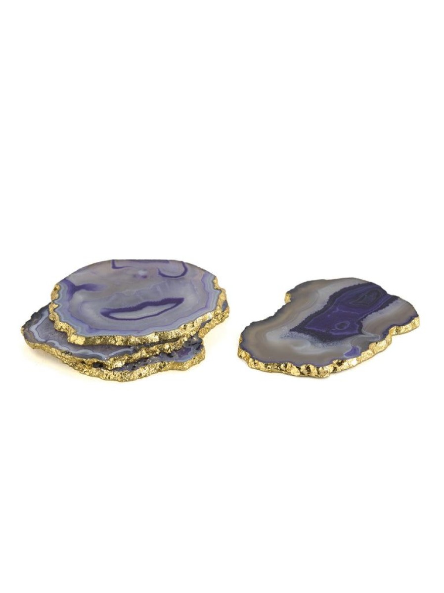 Shiraleah Shiraleah Set Of 4 Agate Coasters, Purple | Home