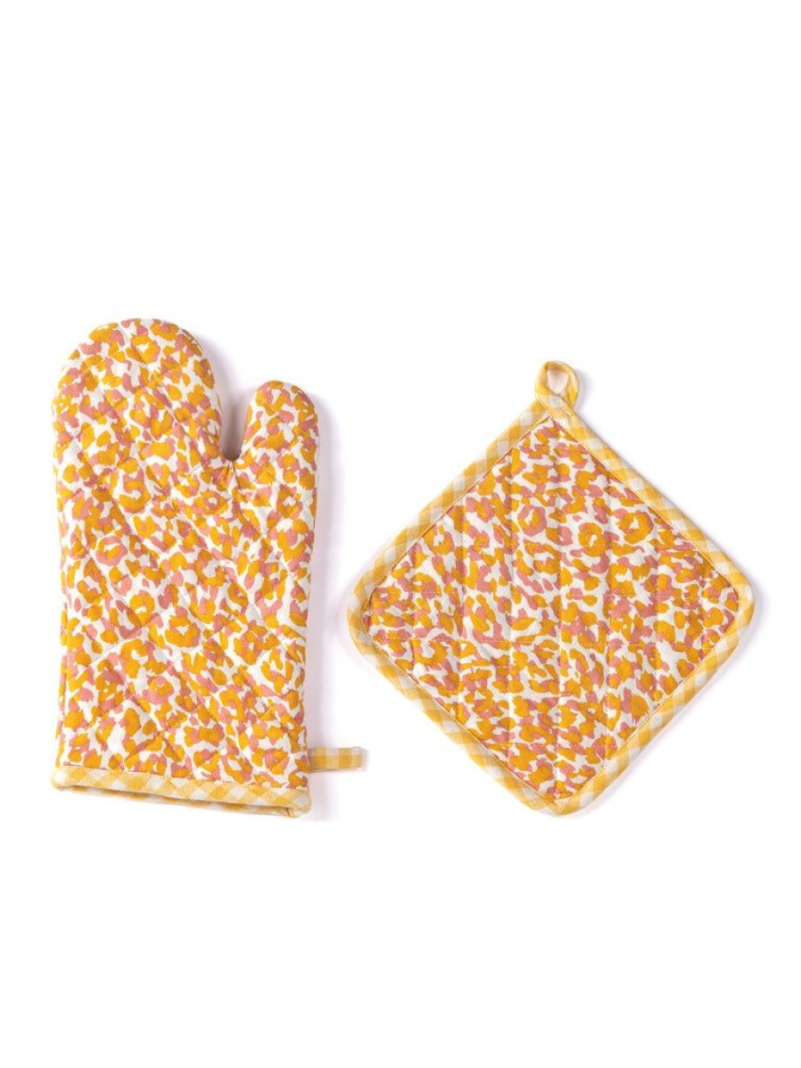 Shiraleah Shiraleah Nora Leopard Print Pot Holder And Oven Mitten Set, Multi | Home