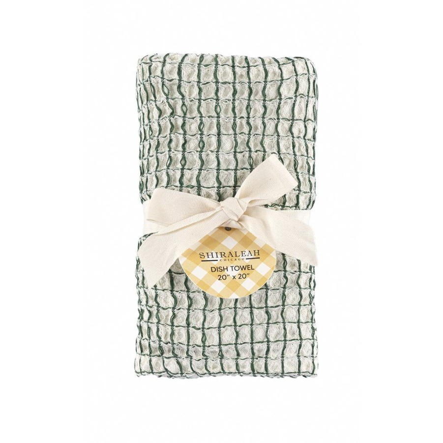 Shiraleah Hazel Waffle Weave Dish Towel, Green | Home