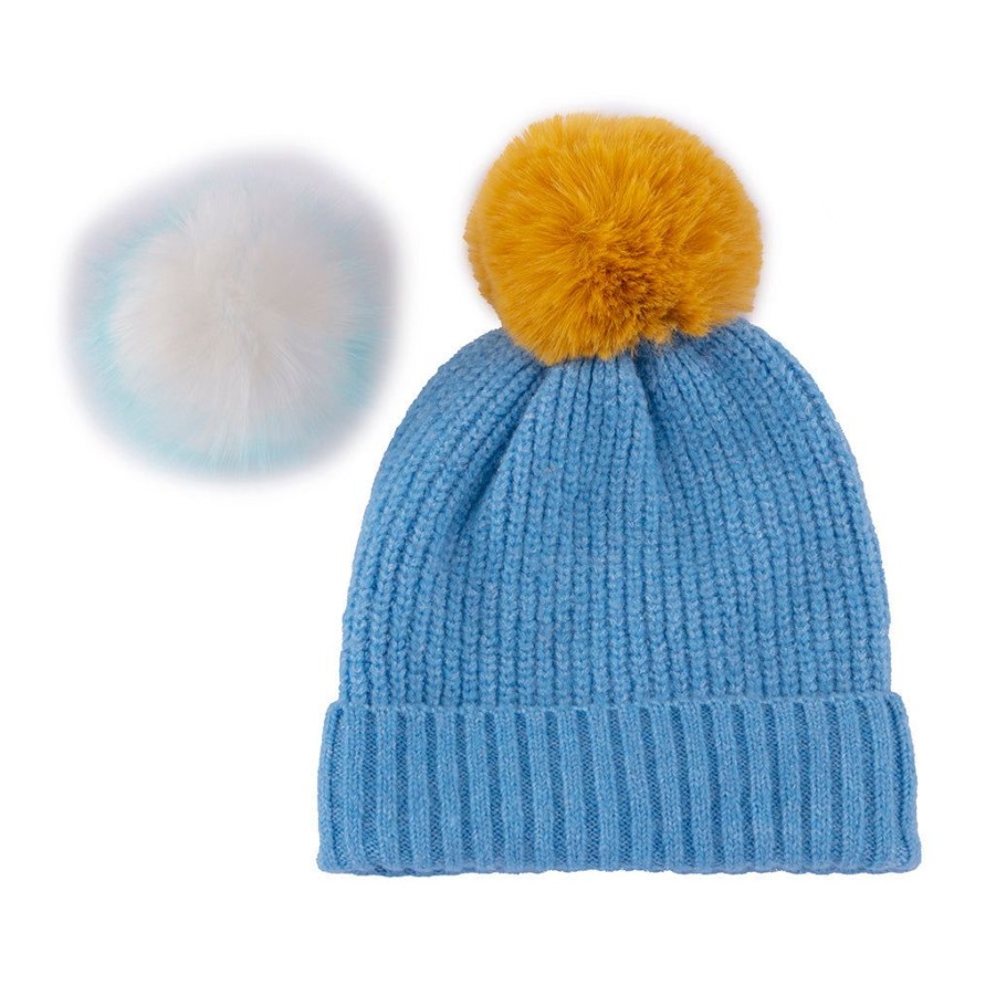 Shiraleah Shiraleah Pick-A-Pom Winter Knit Hat/ Beanie, Blue | Women Hats