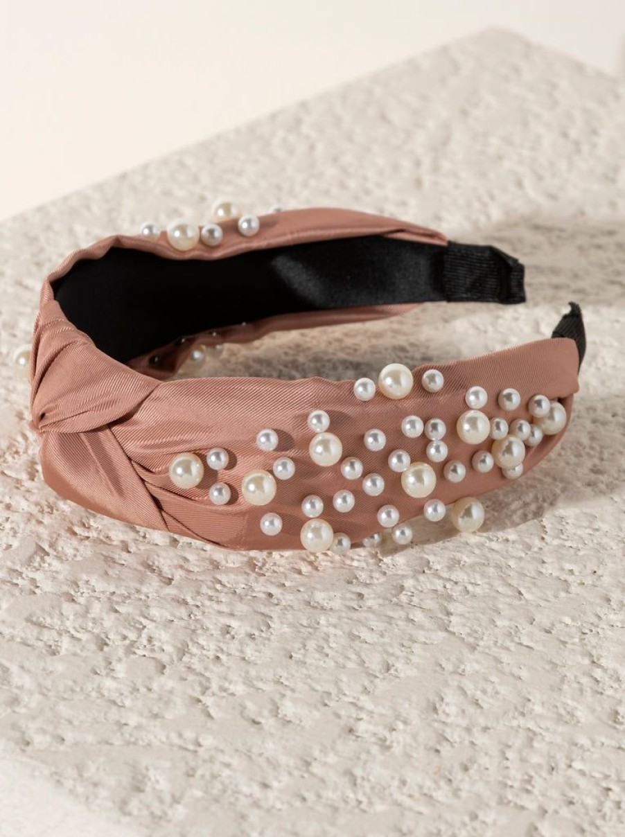 Shiraleah Shiraleah Knotted Pearl Embellished Headband, Blush | Women Headbands