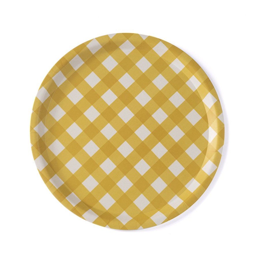 Shiraleah Shiraleah Ainsley Check Shallow Melamine Serving Tray, Yellow | Home